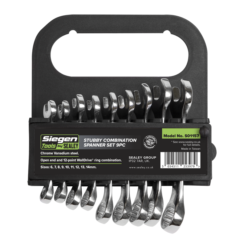 Sealey S01157 Siegen Stubby Combination Spanner Set 9pc - additional view 4