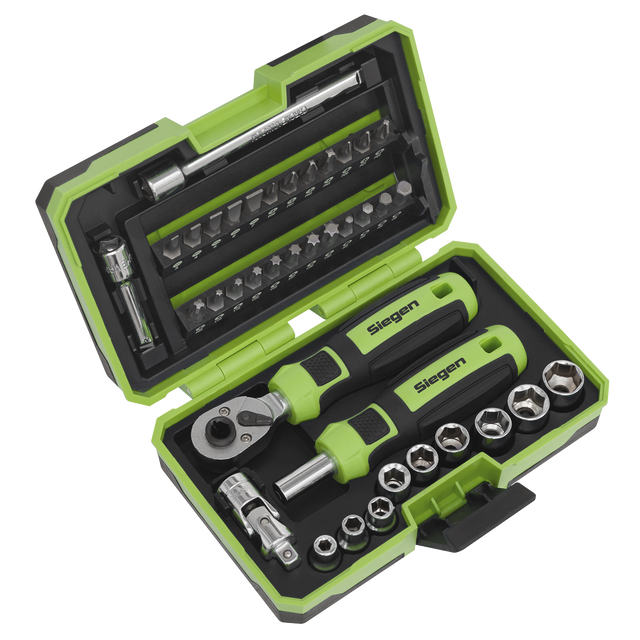 Sealey S01255 Siegen Socket & Bit Set 1/4"Sq Drive 38pc