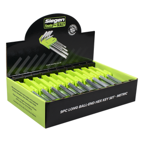 Sealey S01263 Siegen Long Ball-End Hex Key Set 9pc - Display Box of 10
