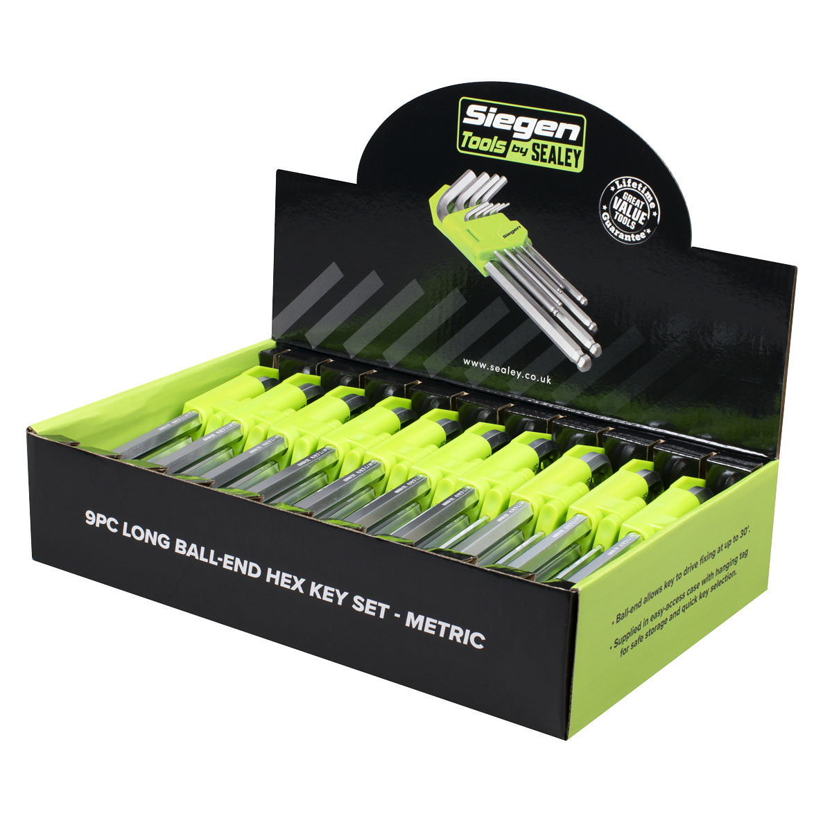 Sealey S01263 Siegen Long Ball-End Hex Key Set 9pc - Display Box of 10 - additional view 2