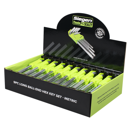 Sealey S01263 Siegen Long Ball-End Hex Key Set 9pc - Display Box of 10 - additional view 2