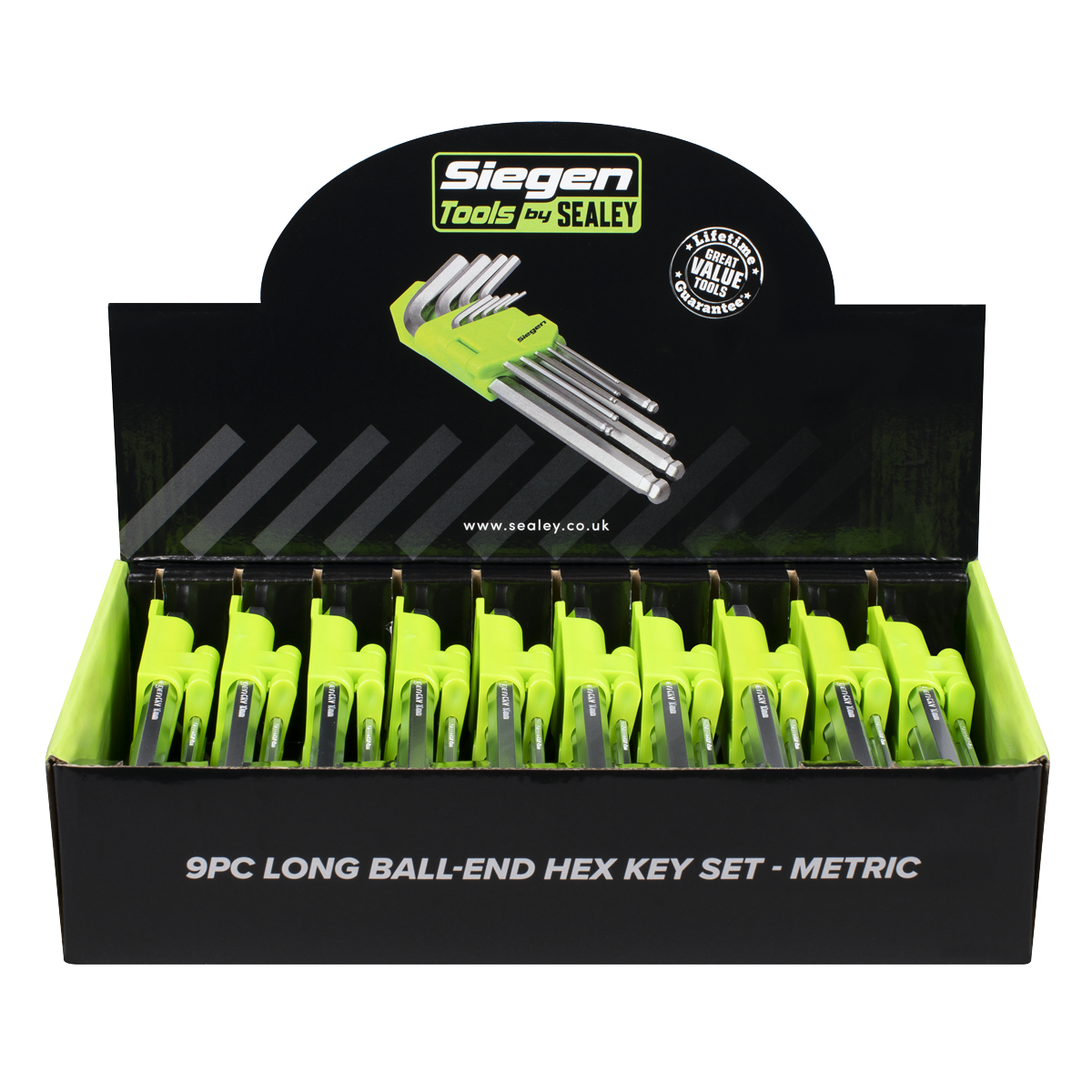 Sealey S01263 Siegen Long Ball-End Hex Key Set 9pc - Display Box of 10 - additional view 3