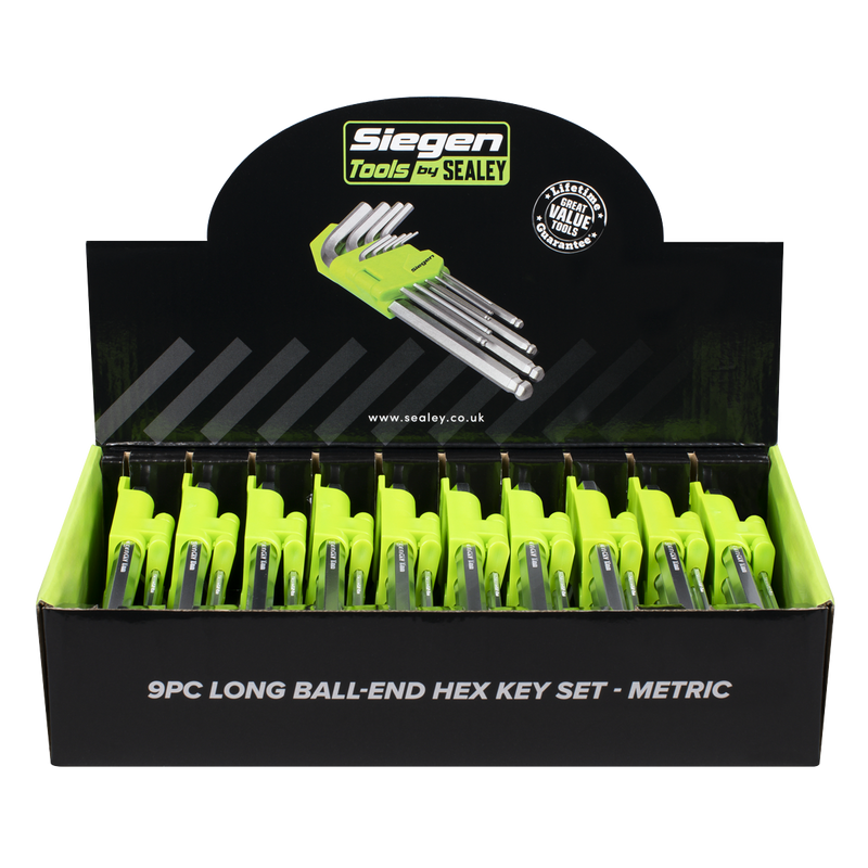 Sealey S01263 Siegen Long Ball-End Hex Key Set 9pc - Display Box of 10 - additional view 3