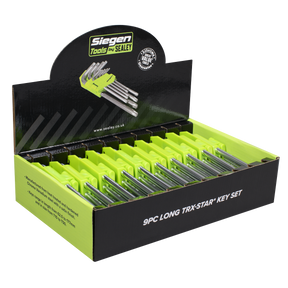 Sealey S01264 Siegen Long TRX-Star* Key Set 9pc - Display Box of 10