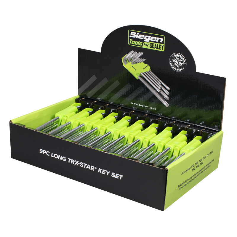 Sealey S01264 Siegen Long TRX-Star* Key Set 9pc - Display Box of 10 - additional view 2