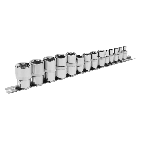 Sealey S01265 Siegen TRX-Star* Socket Set E4-E24 1/4", 3/8" & 1/2"Sq Drive 14pc