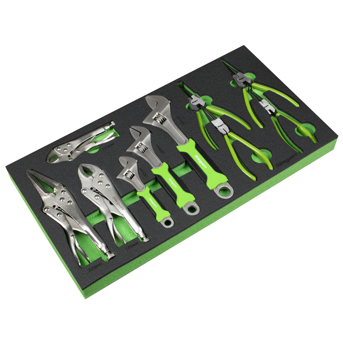 Sealey S01278 Siegen Adjustable Wrench & Pliers Set with Tool Tray 10pc