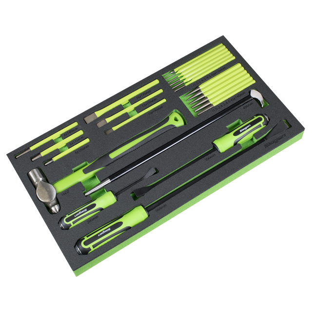Sealey S01279 Siegen Pry Bar, Hammer & Punch Set with Tool Tray 23pc