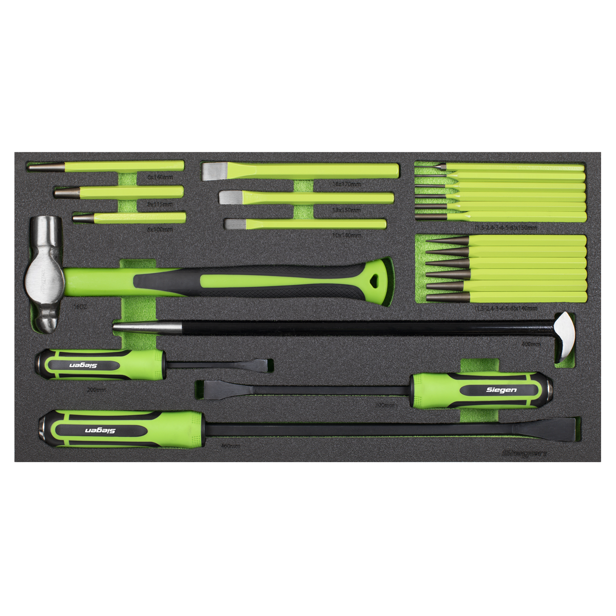 Sealey S01279 Siegen Pry Bar, Hammer & Punch Set with Tool Tray 23pc - additional view 3