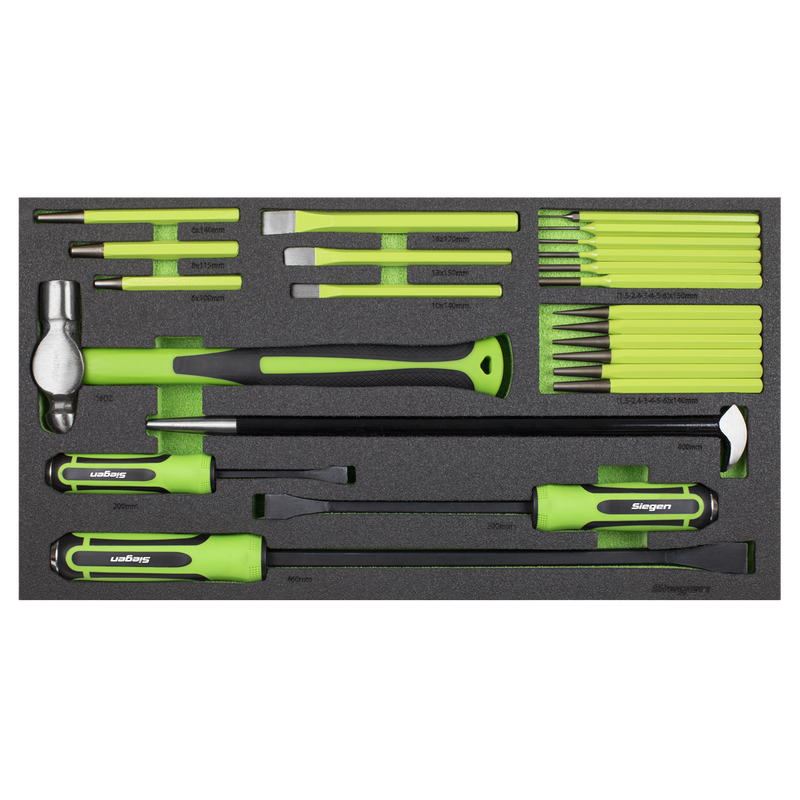 Sealey S01279 Siegen Pry Bar, Hammer & Punch Set with Tool Tray 23pc - additional view 3