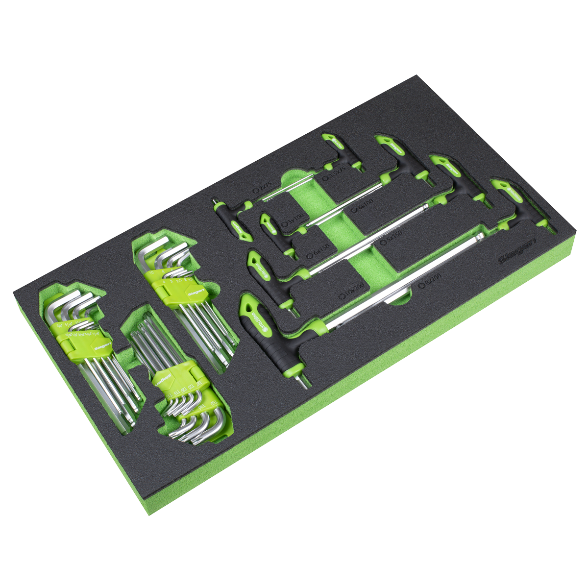 Sealey S01280 Siegen T-Handle & Standard Hex/TRX-Star* Key Set with Tool Tray 35pc