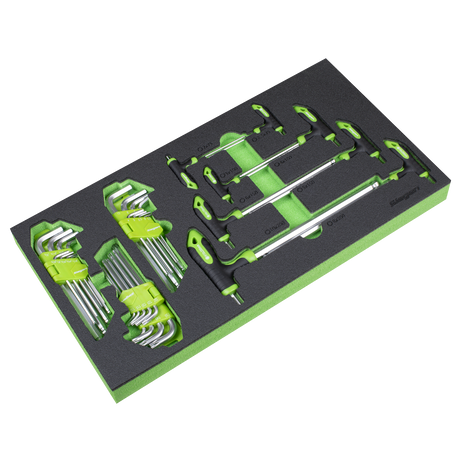 Sealey S01280 Siegen T-Handle & Standard Hex/TRX-Star* Key Set with Tool Tray 35pc
