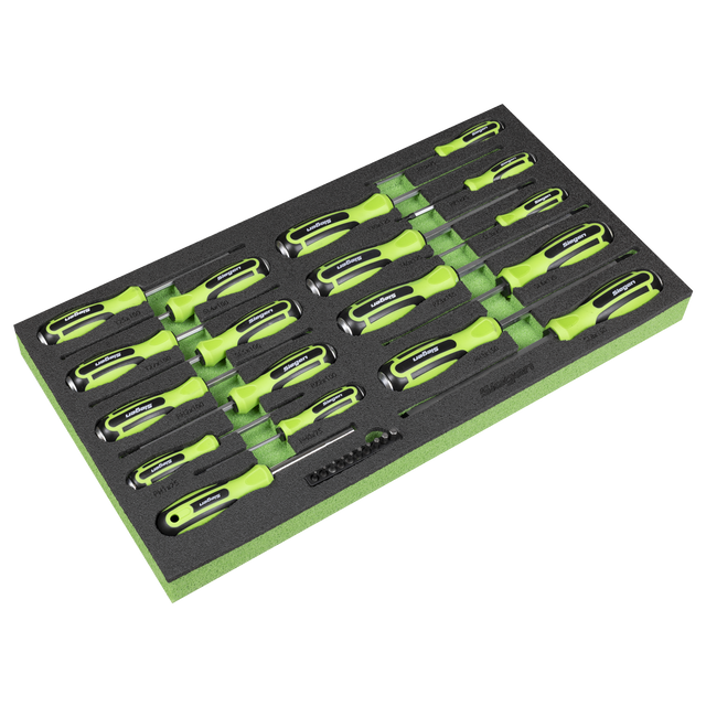 Sealey S01281 Siegen Hammer-Thru Screwdriver, Bit Driver & Bit Set with Tool Tray 28pc