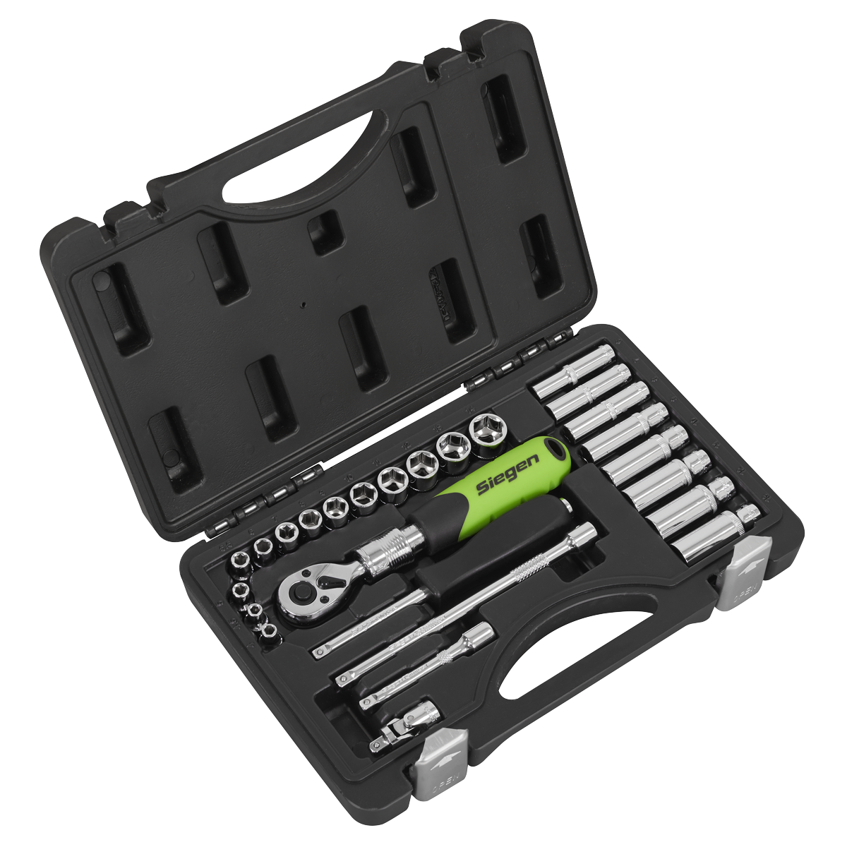 Sealey S01286 Siegen Extendable Ratchet Socket Set 1/4"Sq Drive 26pc