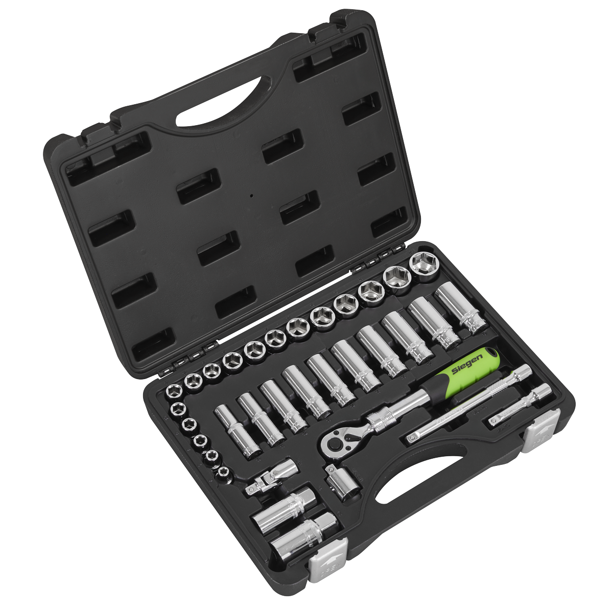 Sealey S01287 Siegen Extendable Ratchet Socket Set 3/8"Sq Drive 34pc