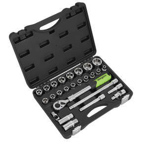 Sealey S01288 Siegen Extendable Ratchet Socket Set 1/2"Sq Drive 26pc