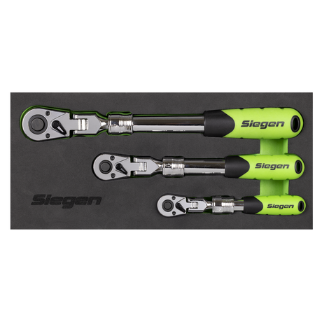 Sealey S01297 Siegen Extendable Flexi-Head Ratchet Wrench Set 3pc - additional view 2