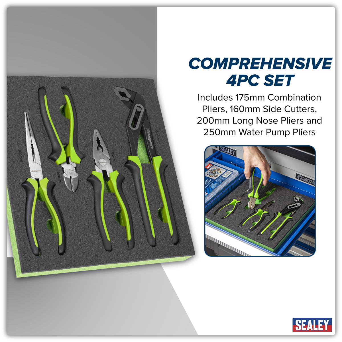 Sealey S01298 Siegen Comfort Grip Pliers Set 4pc - additional view 6