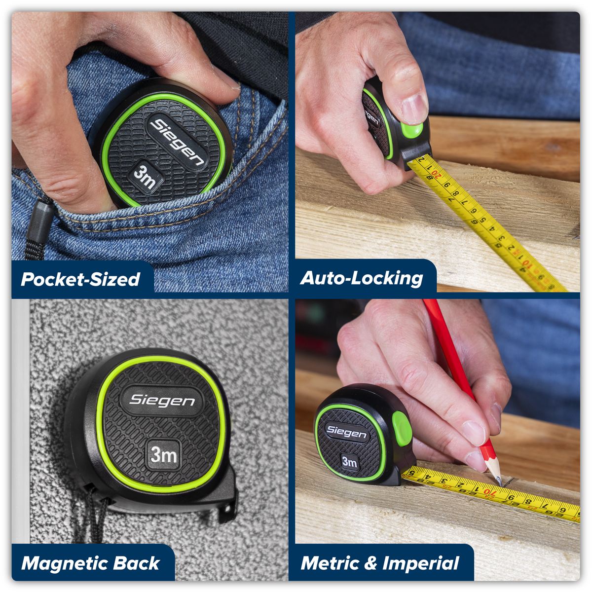 Sealey S01327 Metric/Imperial Auto Lock Tape Measure 3m(10ft) x 16mm - additional view 8
