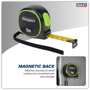 Sealey S01328 Metric/Imperial Auto-Lock Tape Measure 5m(16ft) x 19mm - additional view 3