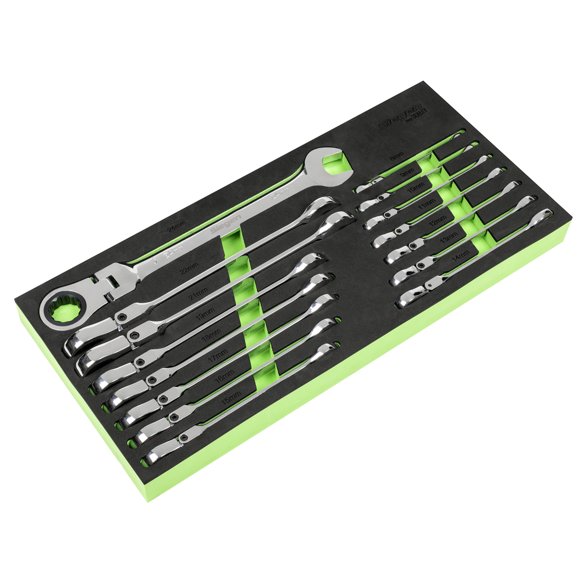 Sealey S01329 Flexi-Head Combination Ratchet Spanner Set 15pc