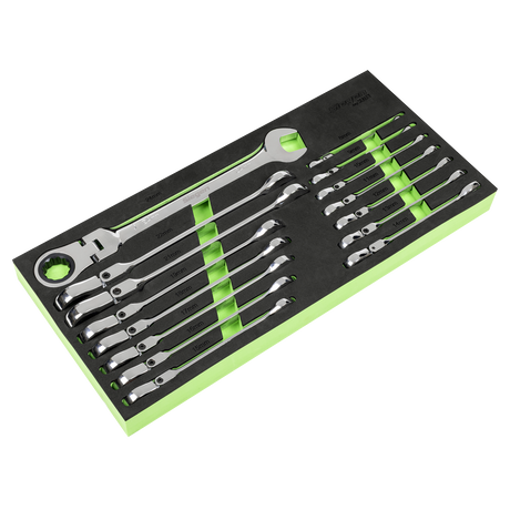 Sealey S01329 Flexi-Head Combination Ratchet Spanner Set 15pc