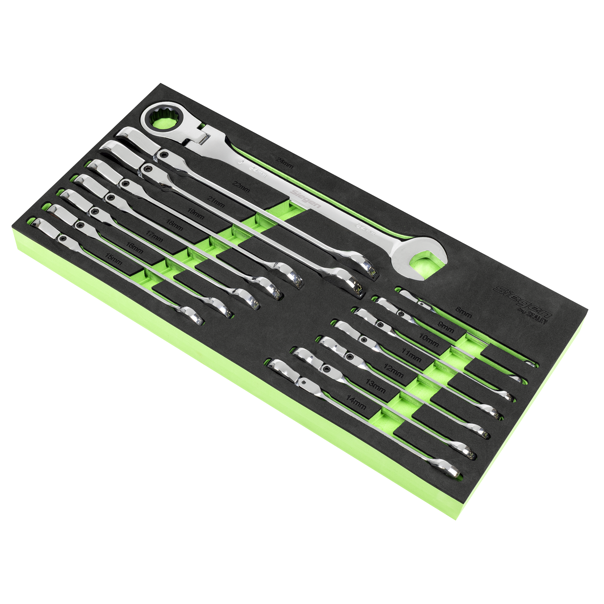Sealey S01329 Flexi-Head Combination Ratchet Spanner Set 15pc - additional view 2