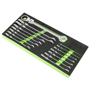 Sealey S01329 Flexi-Head Combination Ratchet Spanner Set 15pc - additional view 2