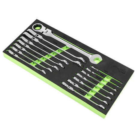 Sealey S01329 Flexi-Head Combination Ratchet Spanner Set 15pc - additional view 2