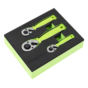 Sealey S01330 Stubby Ratchet Wrench Set 3pc