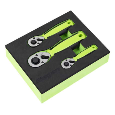 Sealey S01330 Stubby Ratchet Wrench Set 3pc