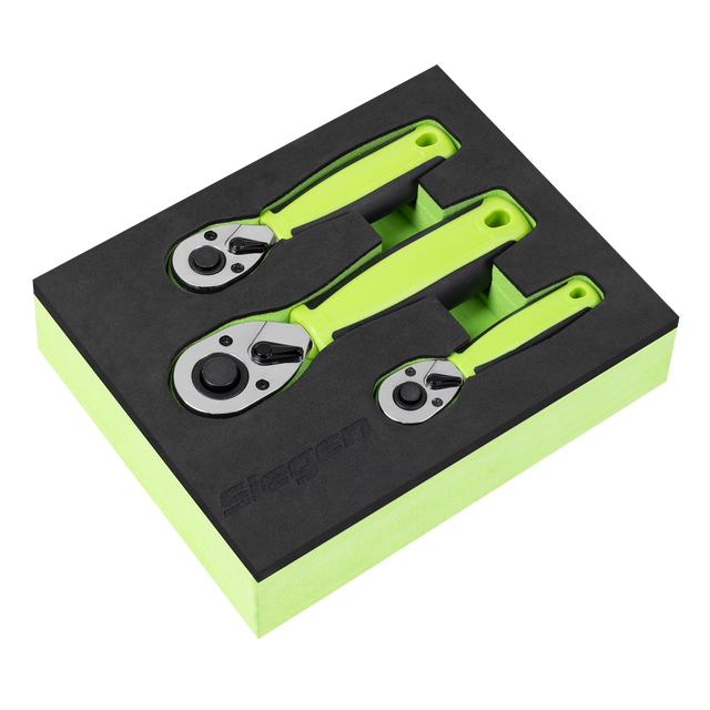 Sealey S01330 Stubby Ratchet Wrench Set 3pc