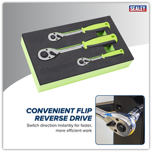 Sealey S01331 Ratchet Wrench Set 3pc - additional view 3