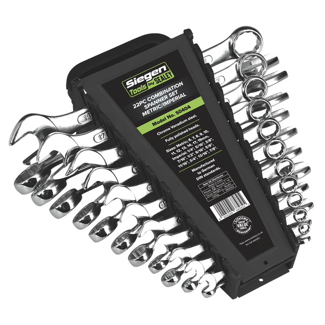 Sealey S0404 Siegen Metric/Imperial Combination Spanner Set 22pc