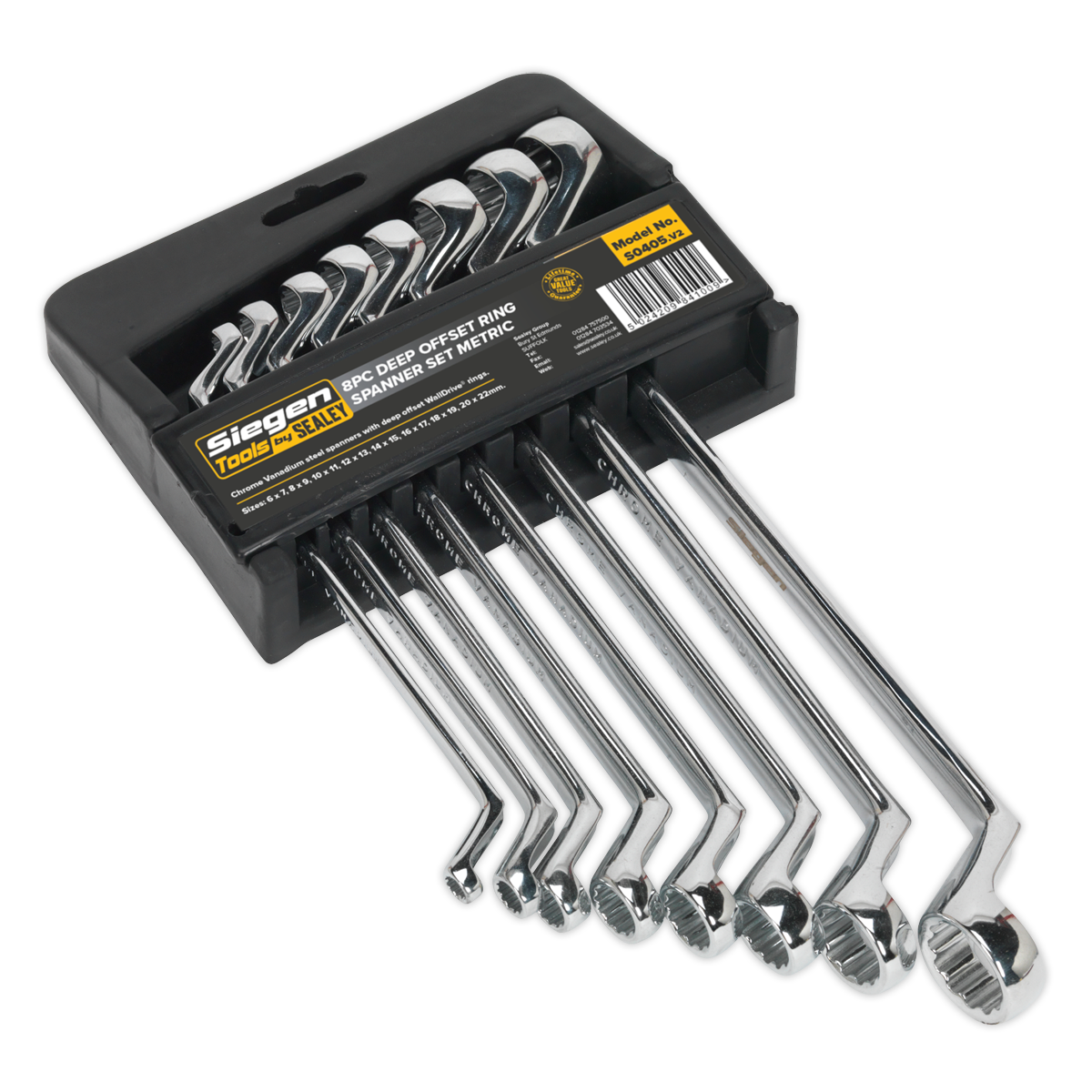 Sealey S0405 Siegen Deep Offset Ring Spanner Set 8pc - additional view 4