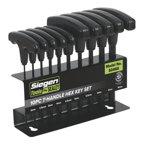 Sealey S0466 Siegen T-Handle Hex Key Set 10pc