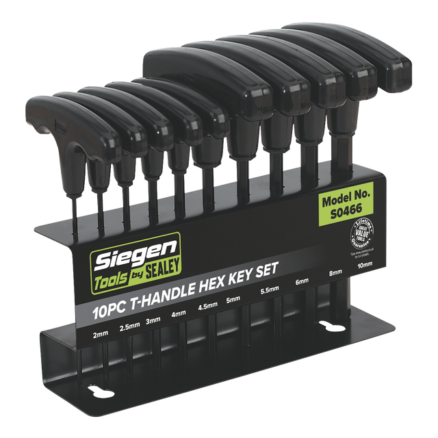 Sealey S0466 Siegen T-Handle Hex Key Set 10pc