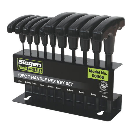 Sealey S0466 Siegen T-Handle Hex Key Set 10pc - additional view 2
