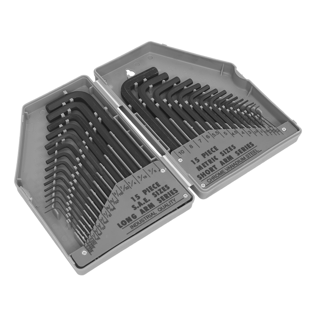 Sealey S0484 Siegen Metric/Imperial Long/Short-Arm Hex Key Set 30pc