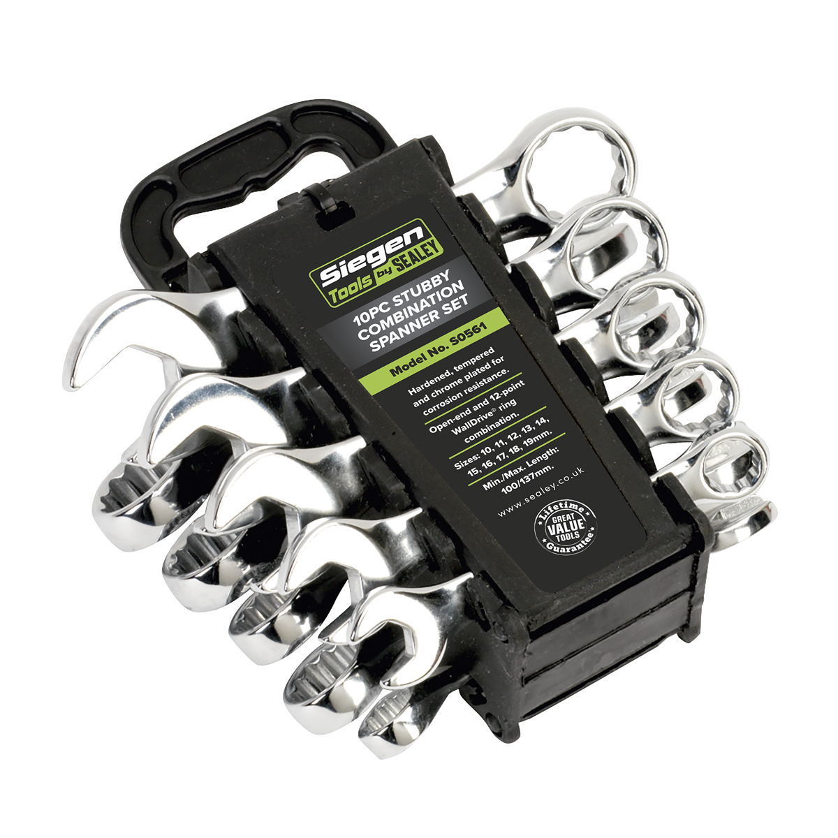 Sealey S0561 Siegen Stubby Combination Spanner Set 10pc