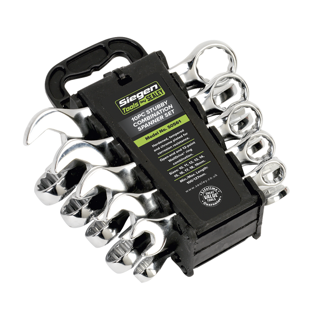 Sealey S0561 Siegen Stubby Combination Spanner Set 10pc