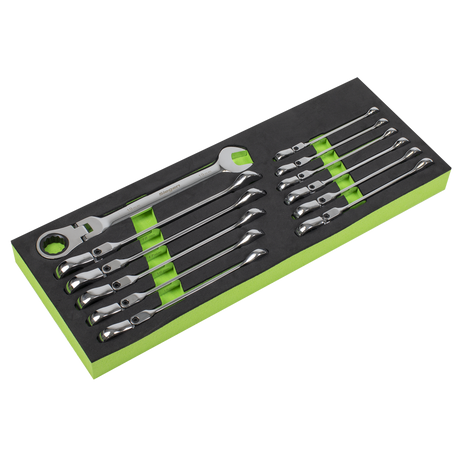 Sealey S0635 Siegen Flexi-Head Combination Ratchet Spanner Set 12pc