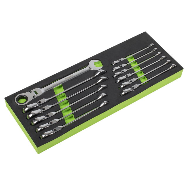 Sealey S0635 Siegen Flexi-Head Combination Ratchet Spanner Set 12pc