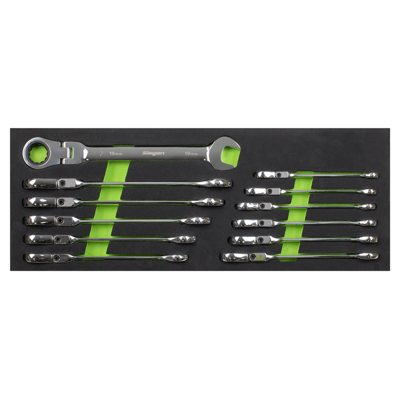 Sealey S0635 Siegen Flexi-Head Combination Ratchet Spanner Set 12pc - additional view 4