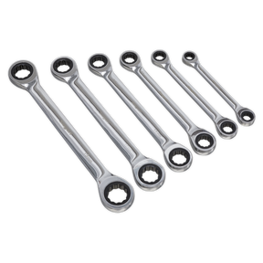 Sealey S0636 Siegen Double End Ratchet Ring Spanner Set 6pc