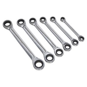 Sealey S0636 Siegen Double End Ratchet Ring Spanner Set 6pc