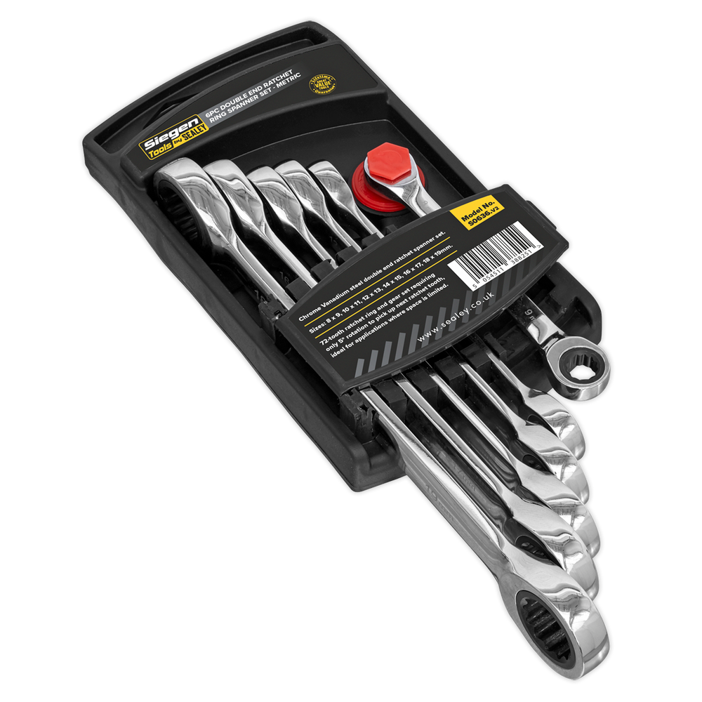 Sealey S0636 Siegen Double End Ratchet Ring Spanner Set 6pc - additional view 2