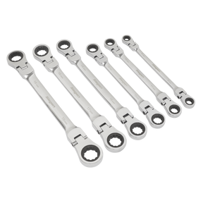 Sealey S0806 Siegen Flexi-Head Double End Ratchet Ring Spanner Set 6pc