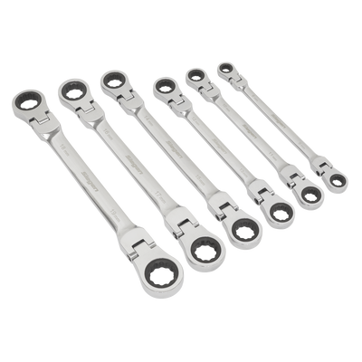 Sealey S0806 Siegen Flexi-Head Double End Ratchet Ring Spanner Set 6pc