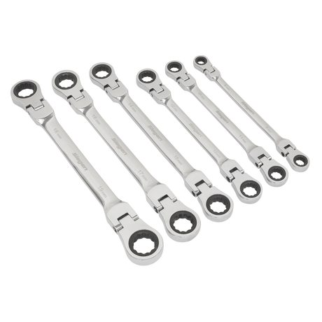 Sealey S0806 Siegen Flexi-Head Double End Ratchet Ring Spanner Set 6pc